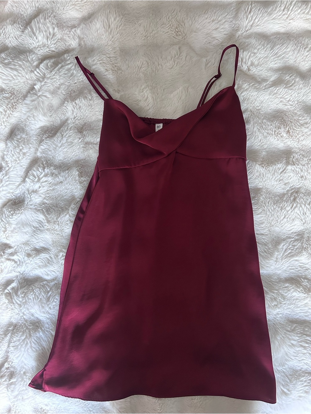 bp Burgundy Satin Mini Slip Dress